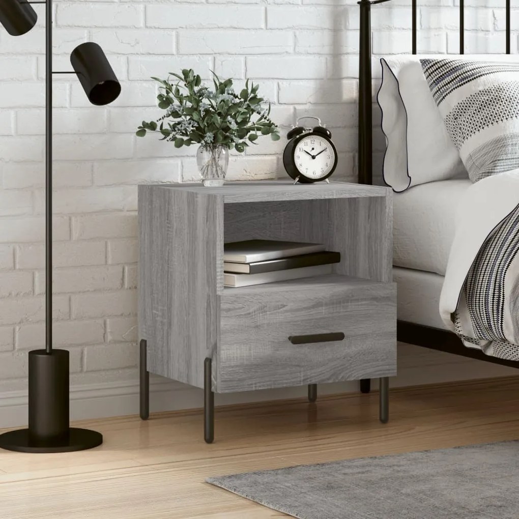 vidaXL Mesa cabeceira 40x35x47,5 cm derivados madeira sonoma cinza