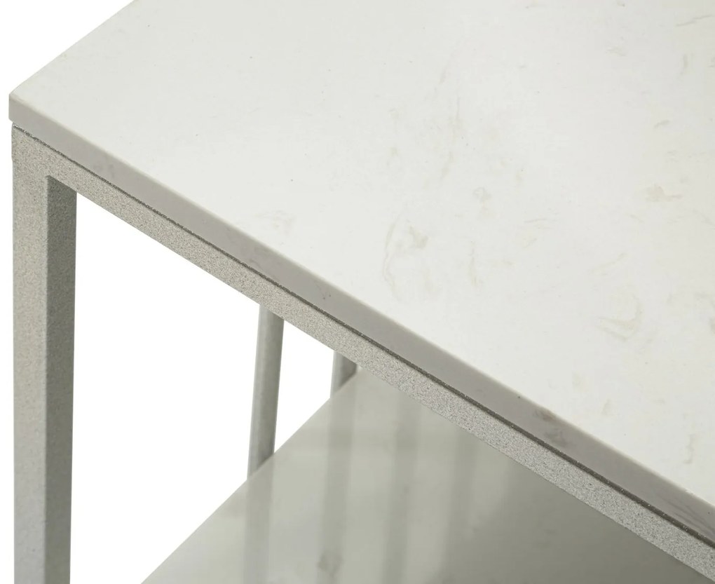 MESA DE CENTRO KAYSERI 90X60X45 CM PRATA E BRANCO