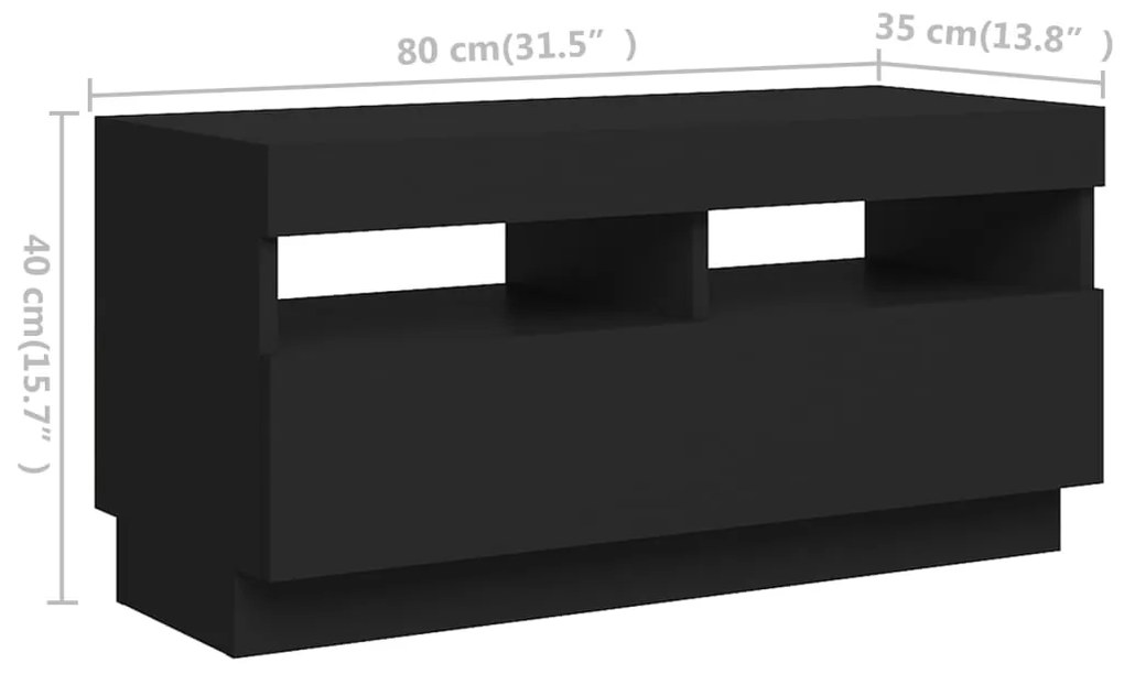 Móvel de TV Giancarlo com Luzes LED de 180cm - Preto - Design Moderno