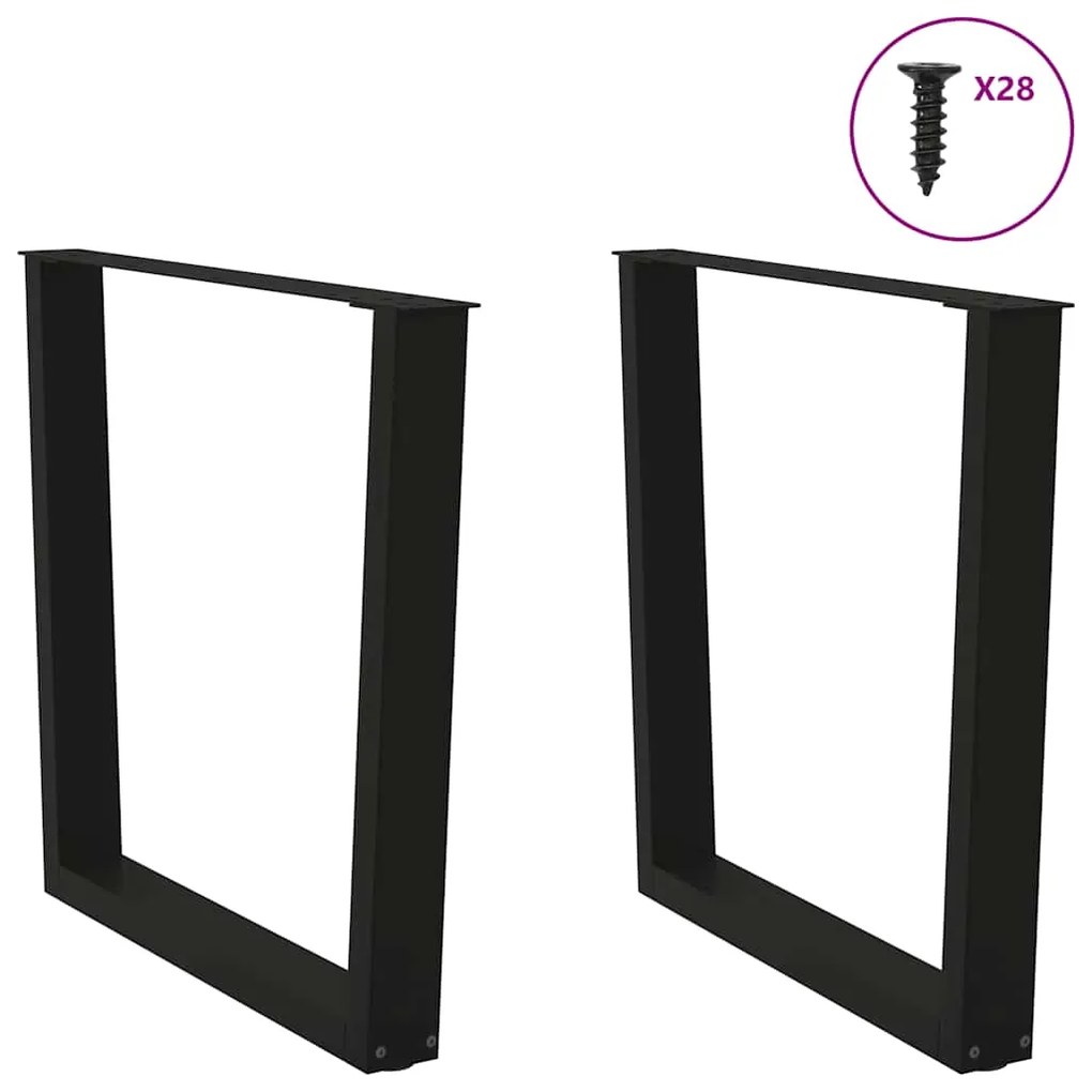 Pernas para mesa de jantar em V, 2 peças, pretas, 80x(72-73,3) cm, aço