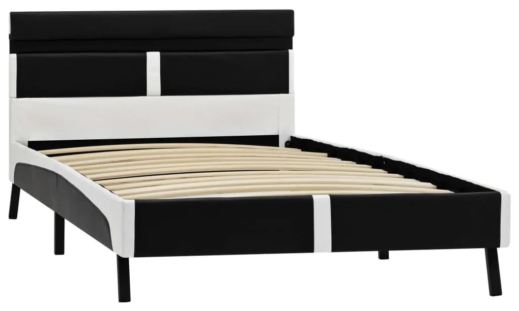 Estrutura de cama c/ LED 90x200 cm couro artificial preto