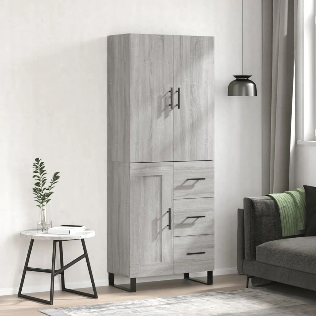 vidaXL Armário alto 69,5x34x180 cm derivados de madeira sonoma cinza