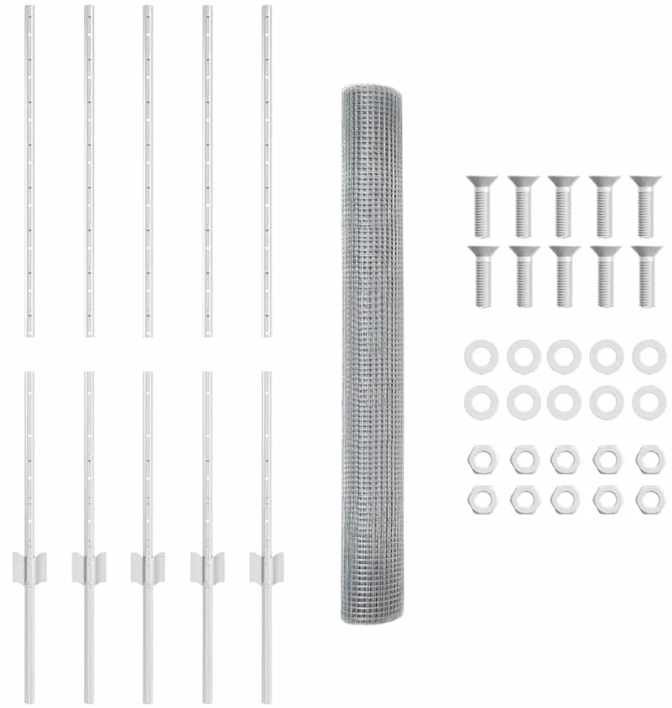 Conjunto de Cerca para Jardim Conjunto de 2 Aço Galvanizado