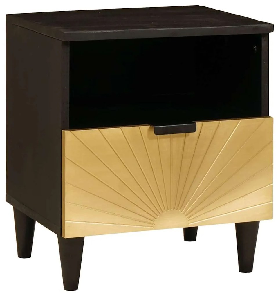 vidaXL Armário de Cabeceira com gaveta Preto e Ouro 40 x 33 x 46 cm