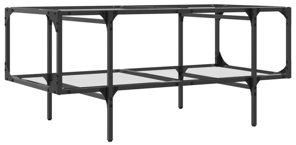 Mesa de centro c/ topo em vidro transparente 98,5x50x45 cm aço