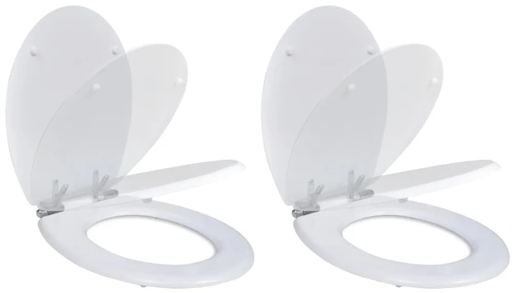 Assentos de sanita com tampas de fecho suave 2 pcs MDF branco