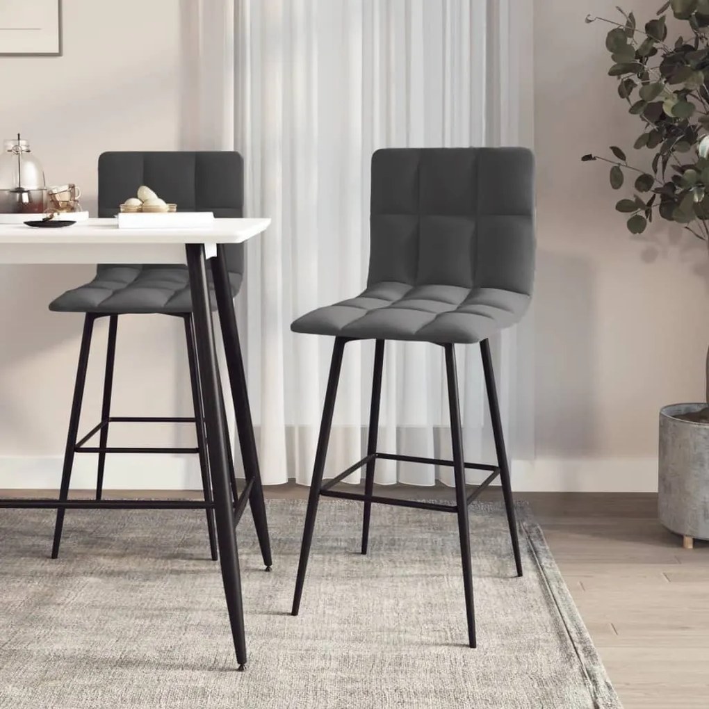 vidaXL Bancos de bar 2 pcs veludo cinzento-escuro