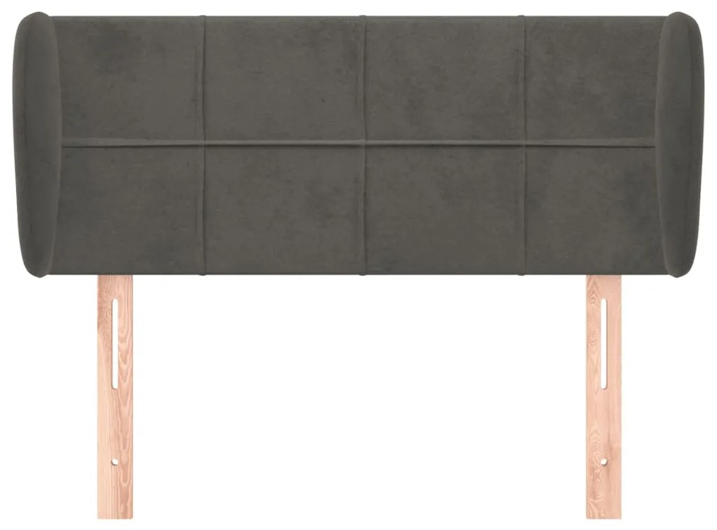 Cabeceira de cama c/ abas veludo 103x23x78/88cm cinzento-escuro