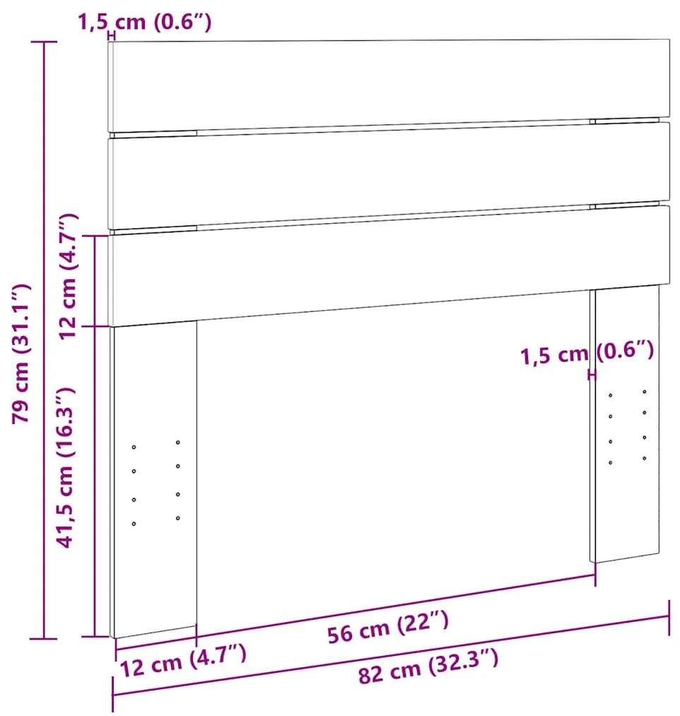 Cabeceira 80 cm Madeira maciça de carvalho
