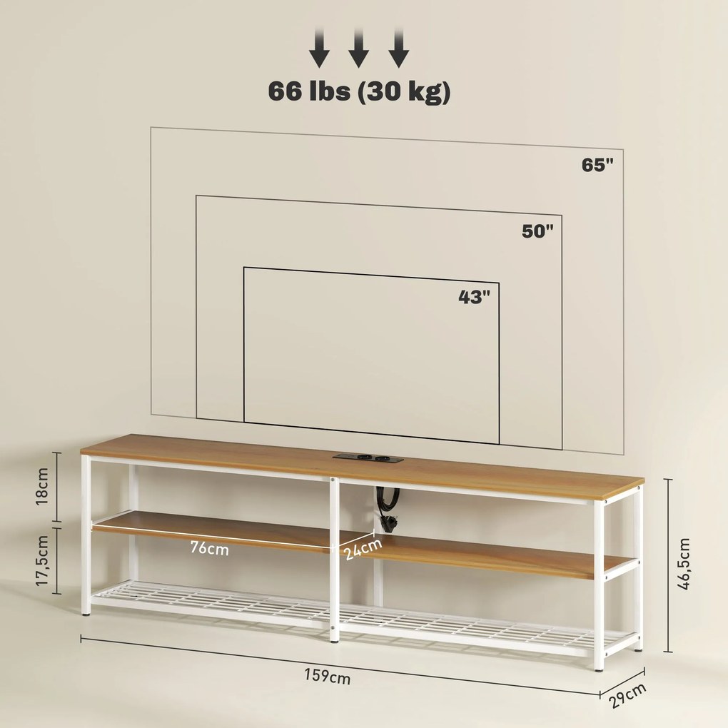 Móvel de TV Estilo Industrial Móvel de TV para Sala de Estar com Luzes