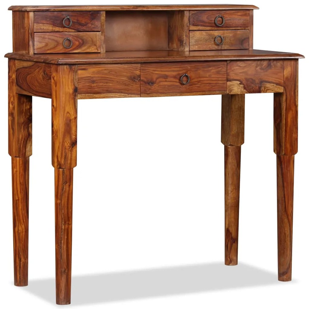 vidaXL Secretária com 5 gavetas madeira acácia maciça 90x40x90 cm