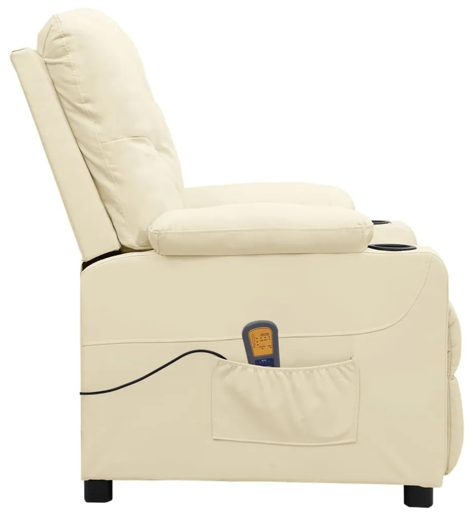 Poltrona de massagens elevatória couro artificial cor creme