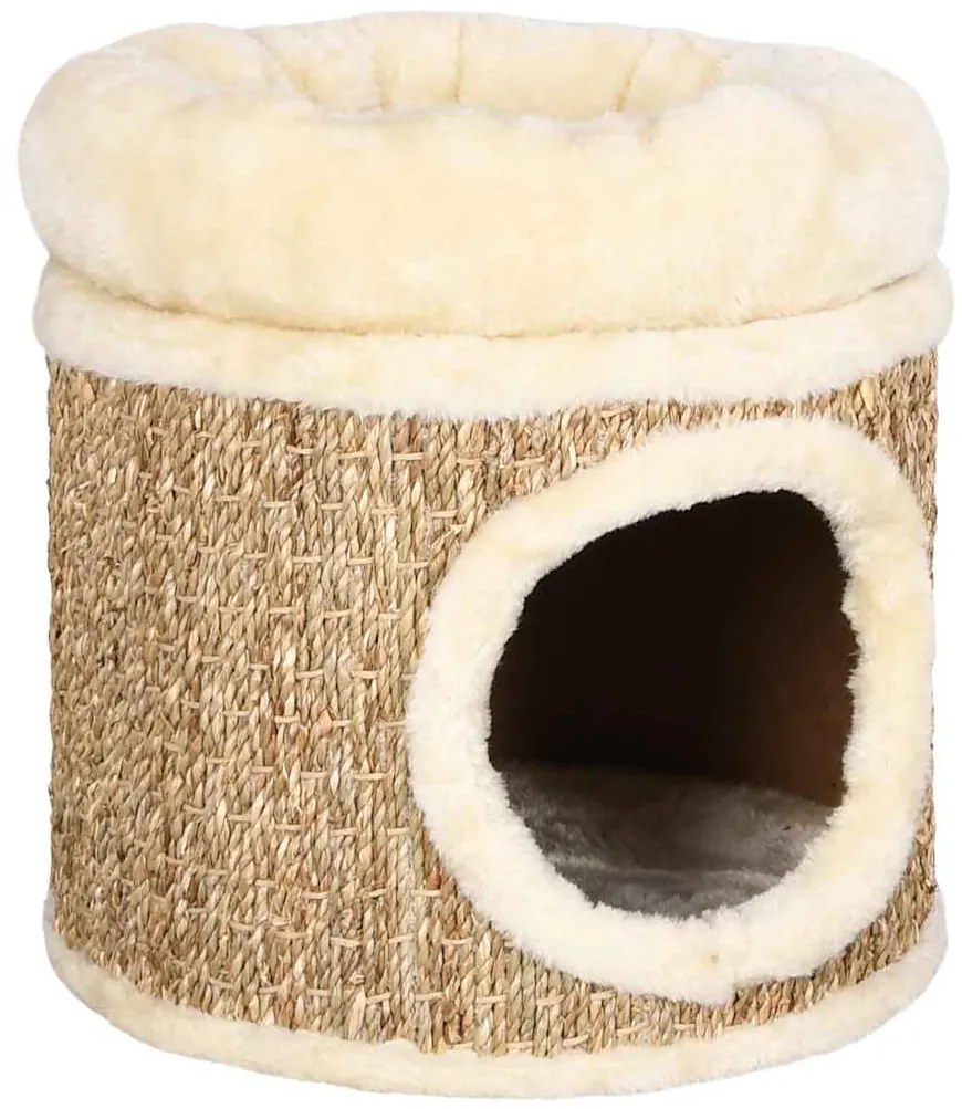 Ninho para gatos c/ almofadão luxuoso 33 cm ervas marinhas