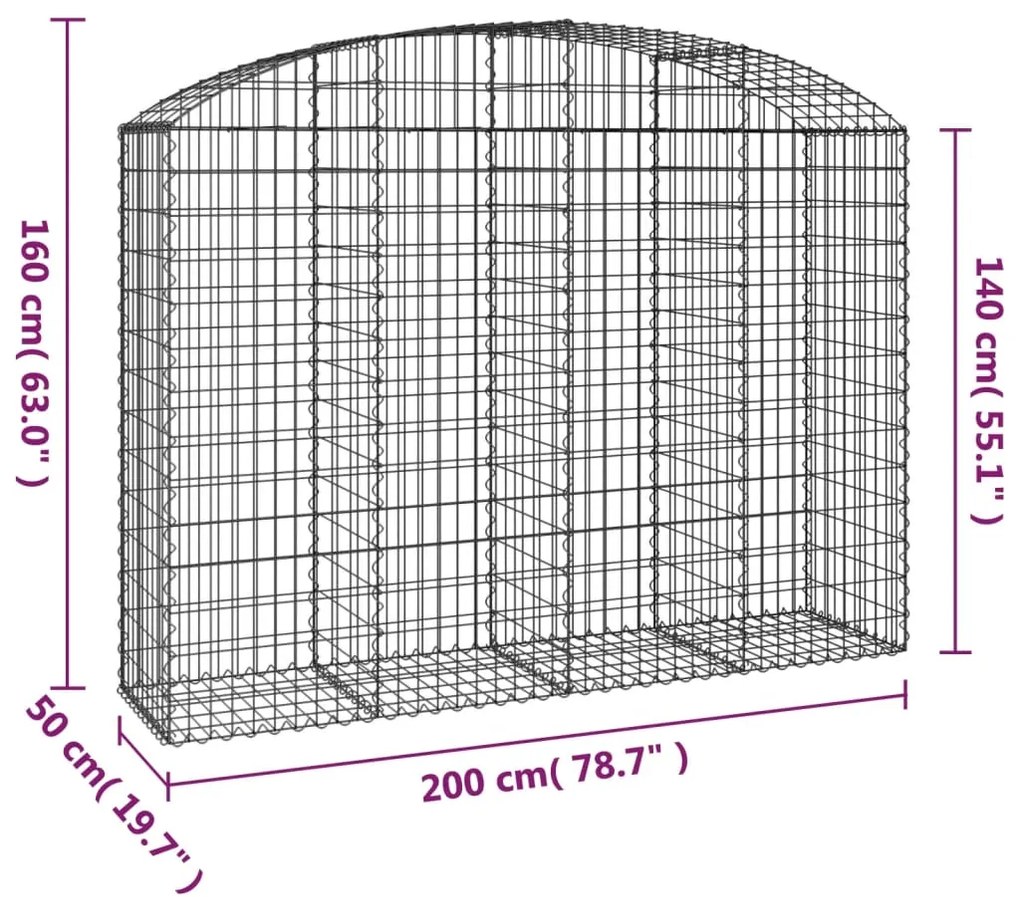 Cesto gabião arqueado 200x50x140/160 cm ferro galvanizado