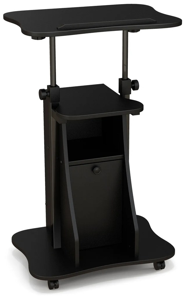 Carrinho de mesa móvel ajustável com inclinação para mesa e gabinete - branco