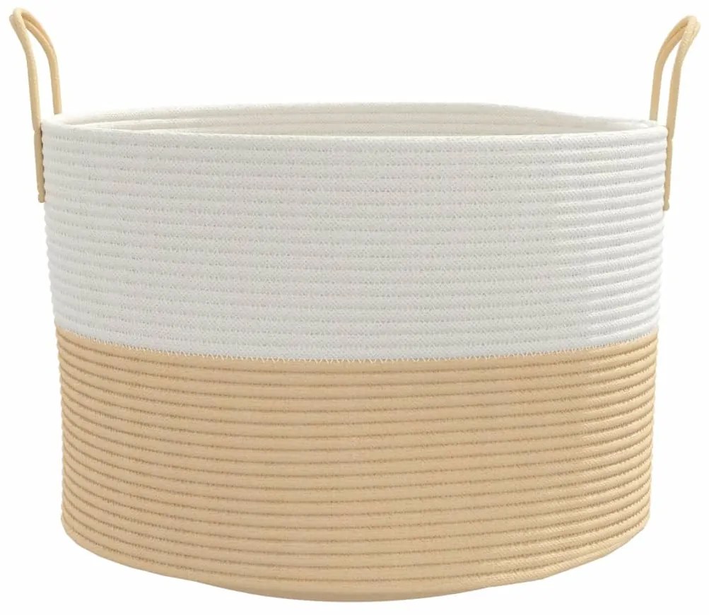 Cesto de arrumação Ø51x33 cm algodão bege e branco