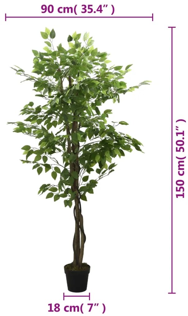 Figueira artificial 756 folhas 150 cm verde