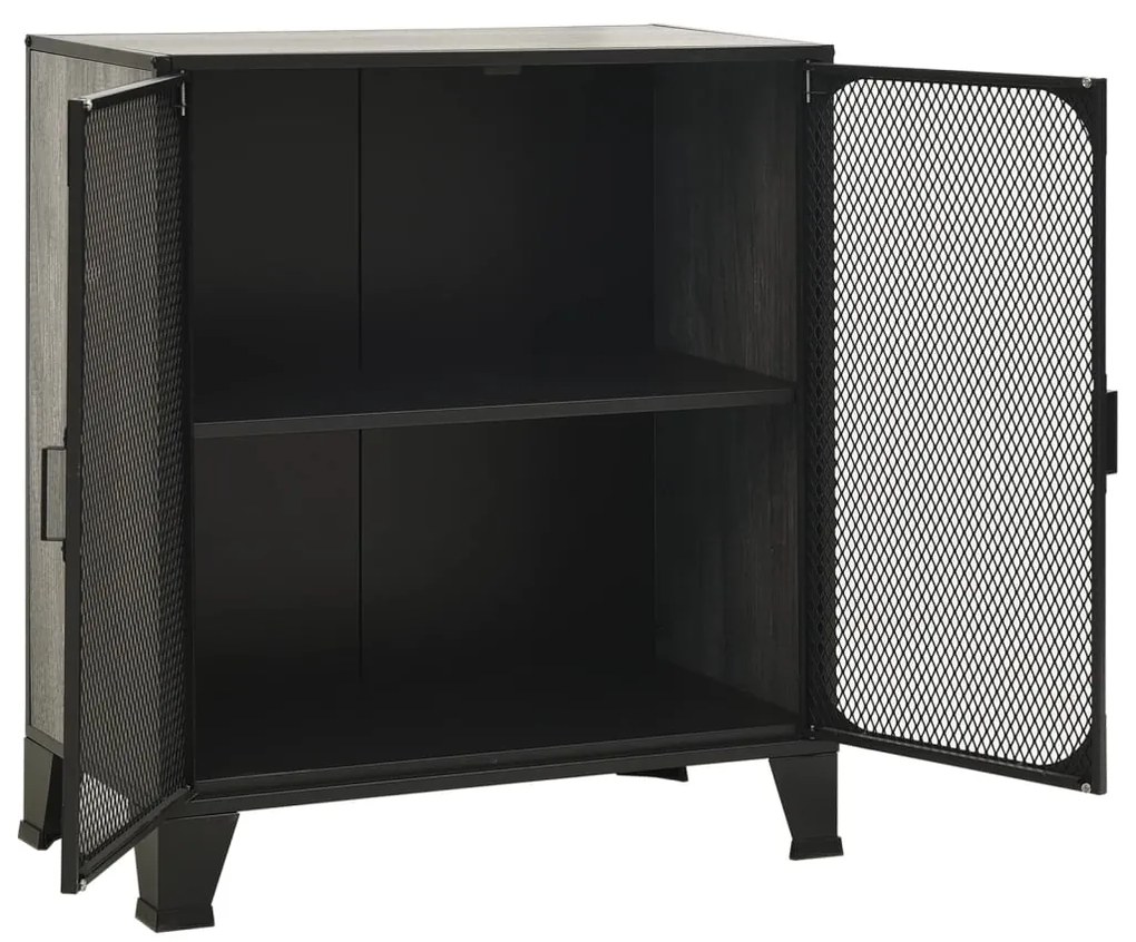 Armário de arrumação 72x36x82 cm metal e MDF cinzento