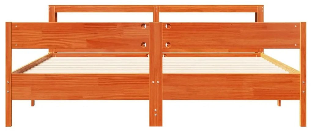 Cama sem colchão 200x200 cm pinho maciço castanho-mel