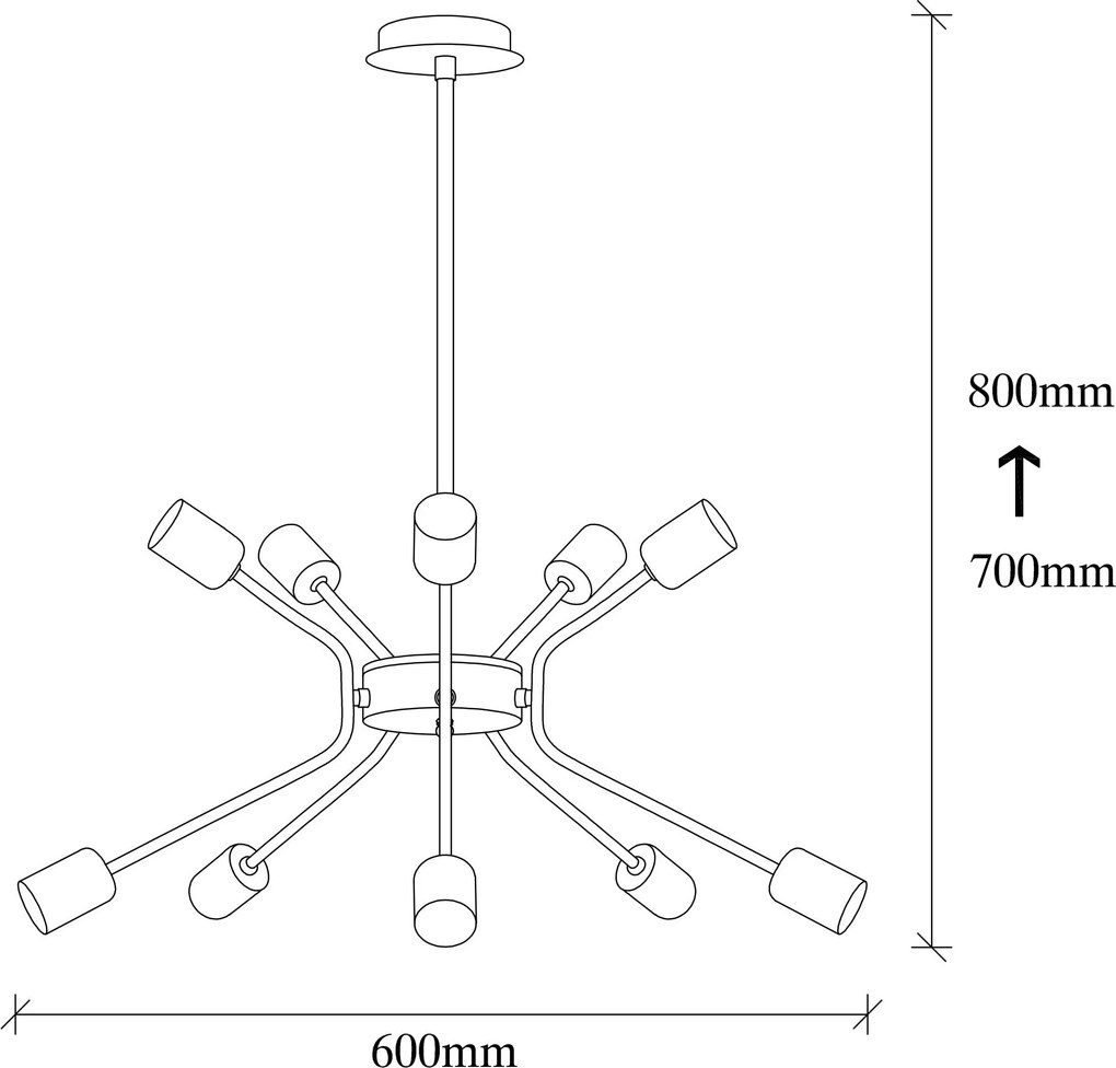 Chandelier Ve – Preto Níquel – 60 cm (Diâmetro) x 80 cm (Altura)