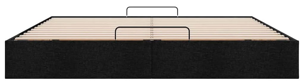 Estrutura de cama otomana sem colchão 200x200 cm tecido preto
