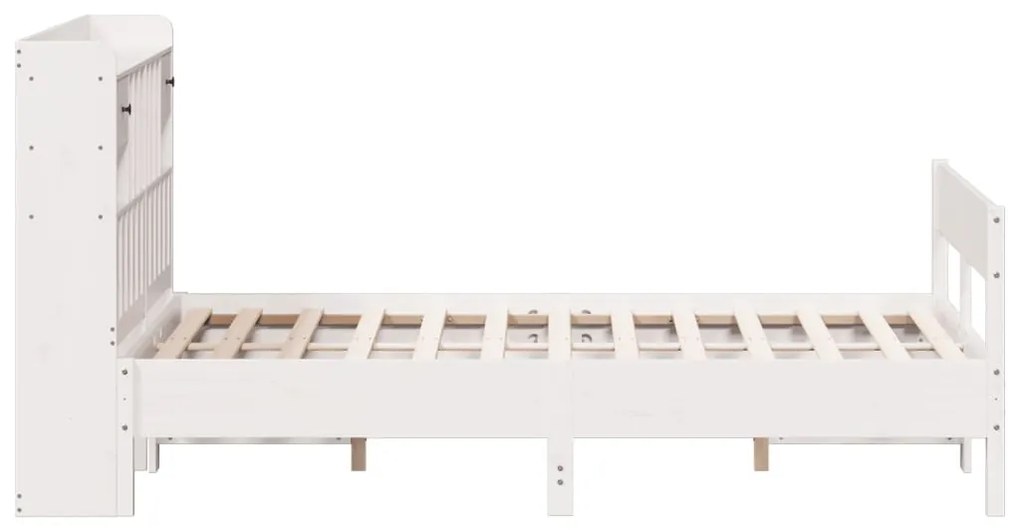 Cama com estante sem colchão 160x200 cm pinho maciço branco