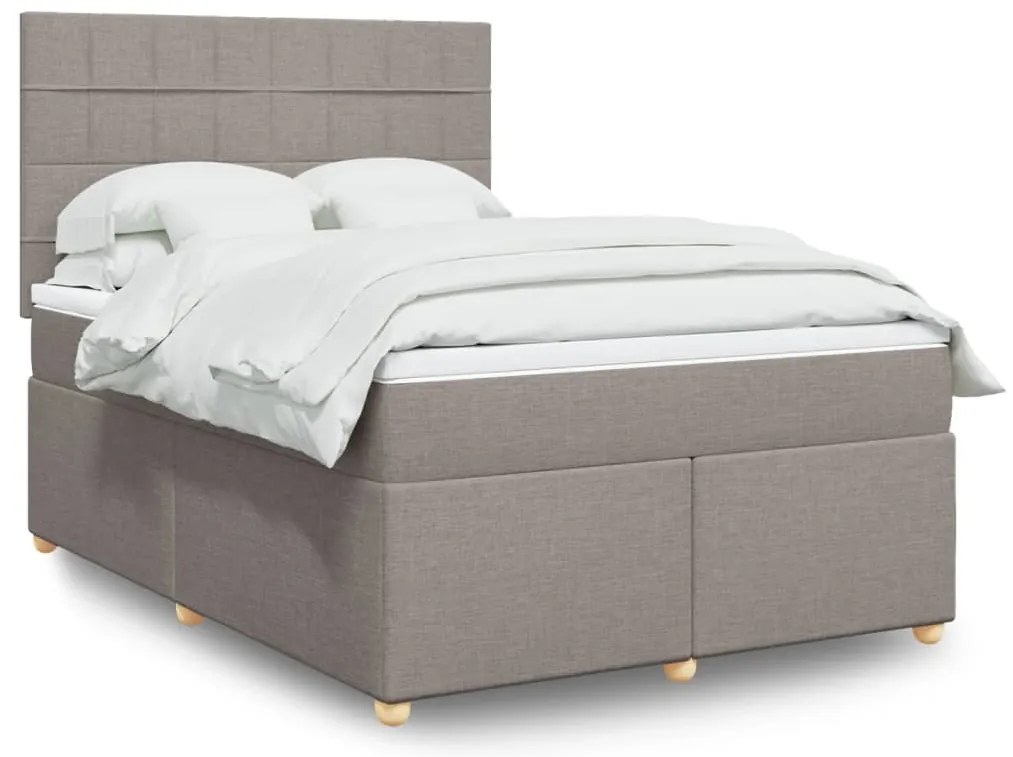vidaXL Cama com molas/colchão 140x190 cm tecido castanho-acinzentado
