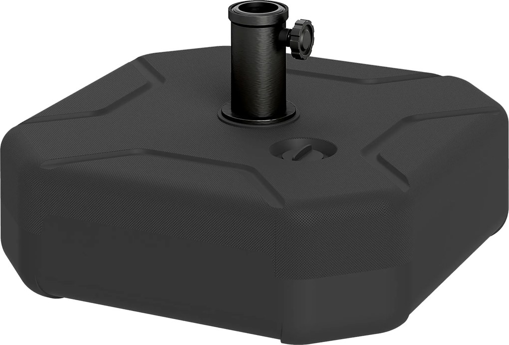 Outsunny Base para Chapéu de Sol Quadrada com Postes Ø38 mm Ø48 mm Recarregável com Areia 25 kg ou Água 20 kg Preto | Aosom Portugal