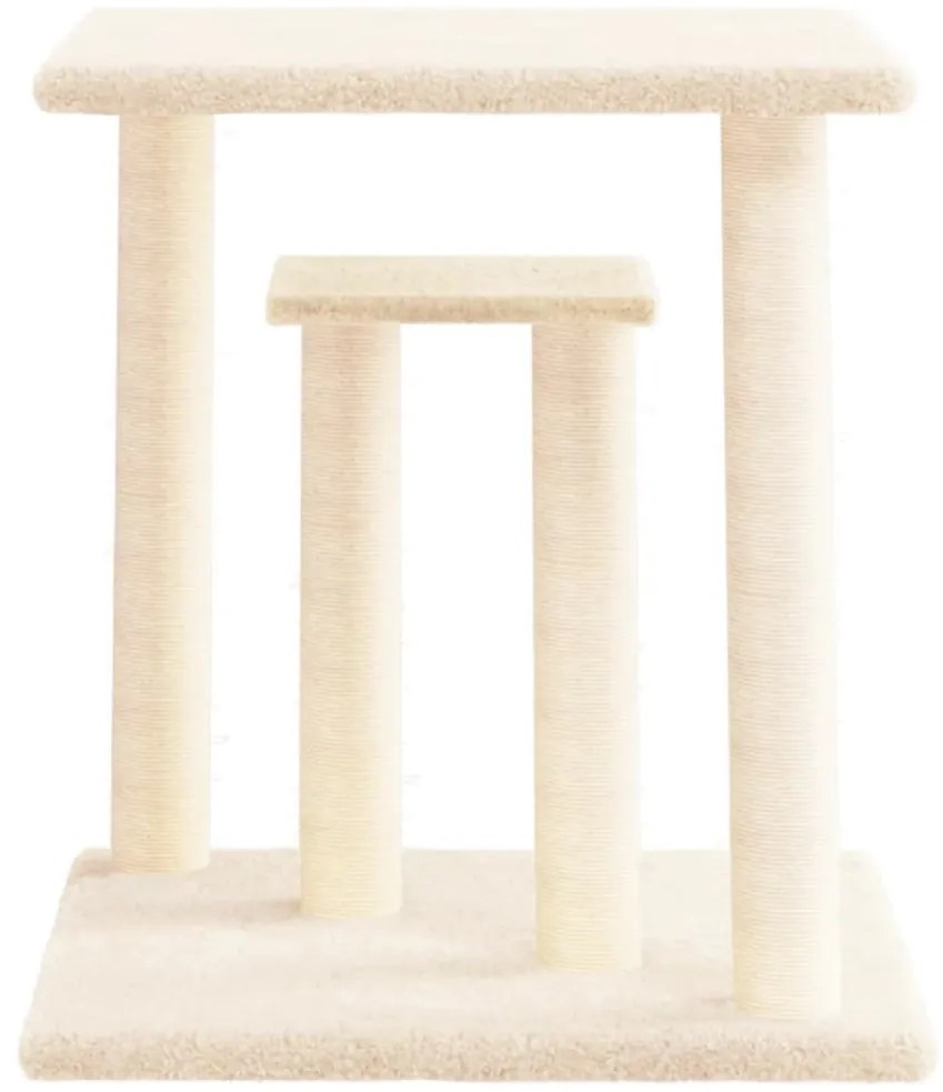 Postes arranhadores para gatos com plataformas 50 cm cor creme