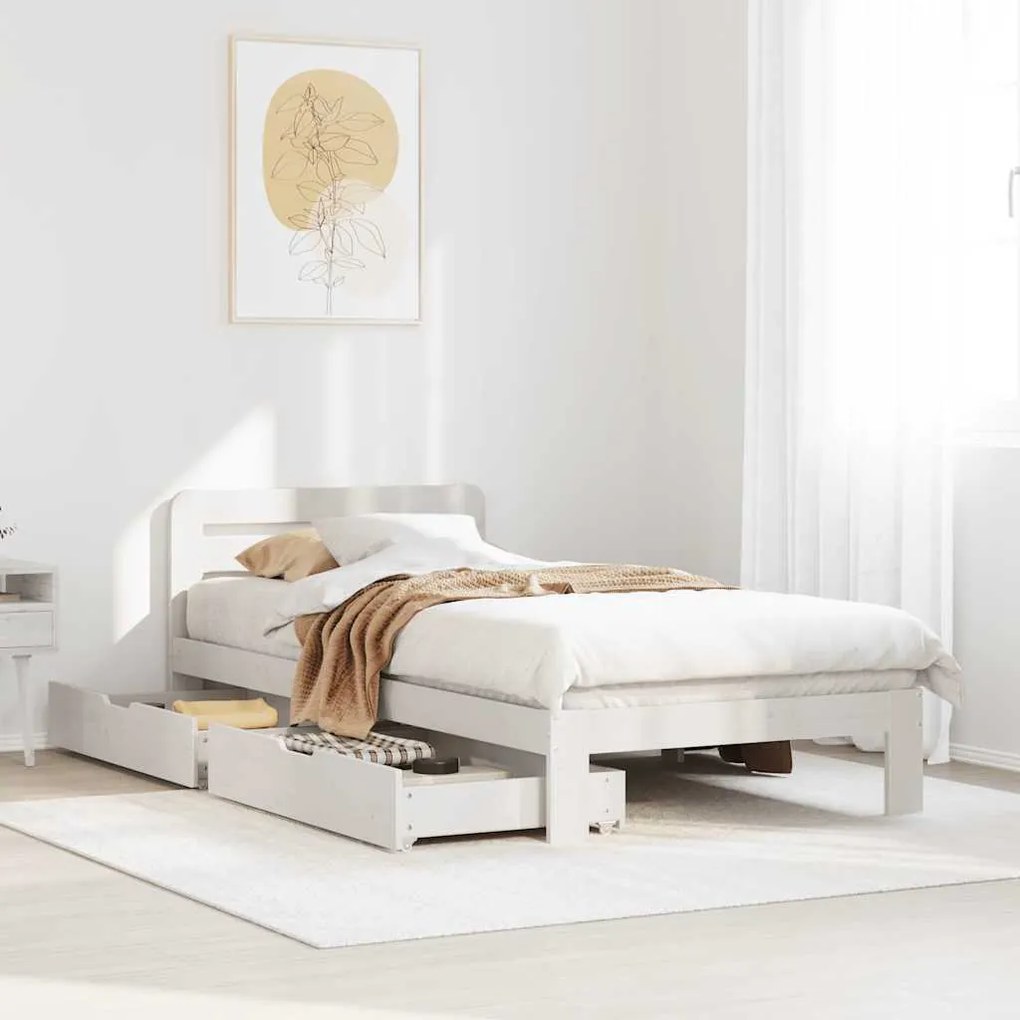 Cama sem colchão 90x190 cm madeira de pinho maciça branco
