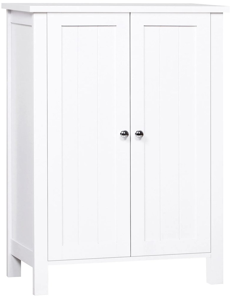kleankin Armário Casa de Banho com 2 Portas e 2 Prateleiras Internas Ajustáveis Móveis de Casa de Banho 60x30x80 cm Branco | Aosom Portugal