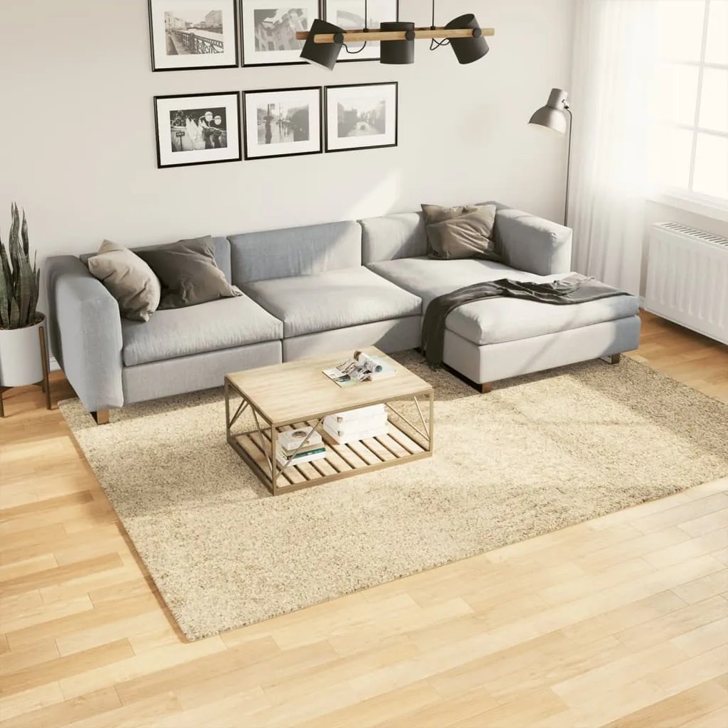 vidaXL Tapete shaggy de pelo alto PAMPLONA 200x280 cm dourado