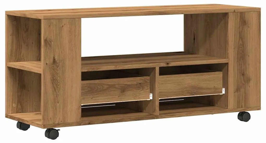 Móvel TV c/rodas 102x34,5x43cm deriv.madeira carvalho artisiano