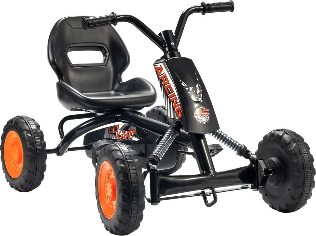 Kart a Pedais Go-Kart com Rodas PP Estrutura de Aço Carga 30 kg para Crianças 2-5 Anos 84x54x56 cm Preto