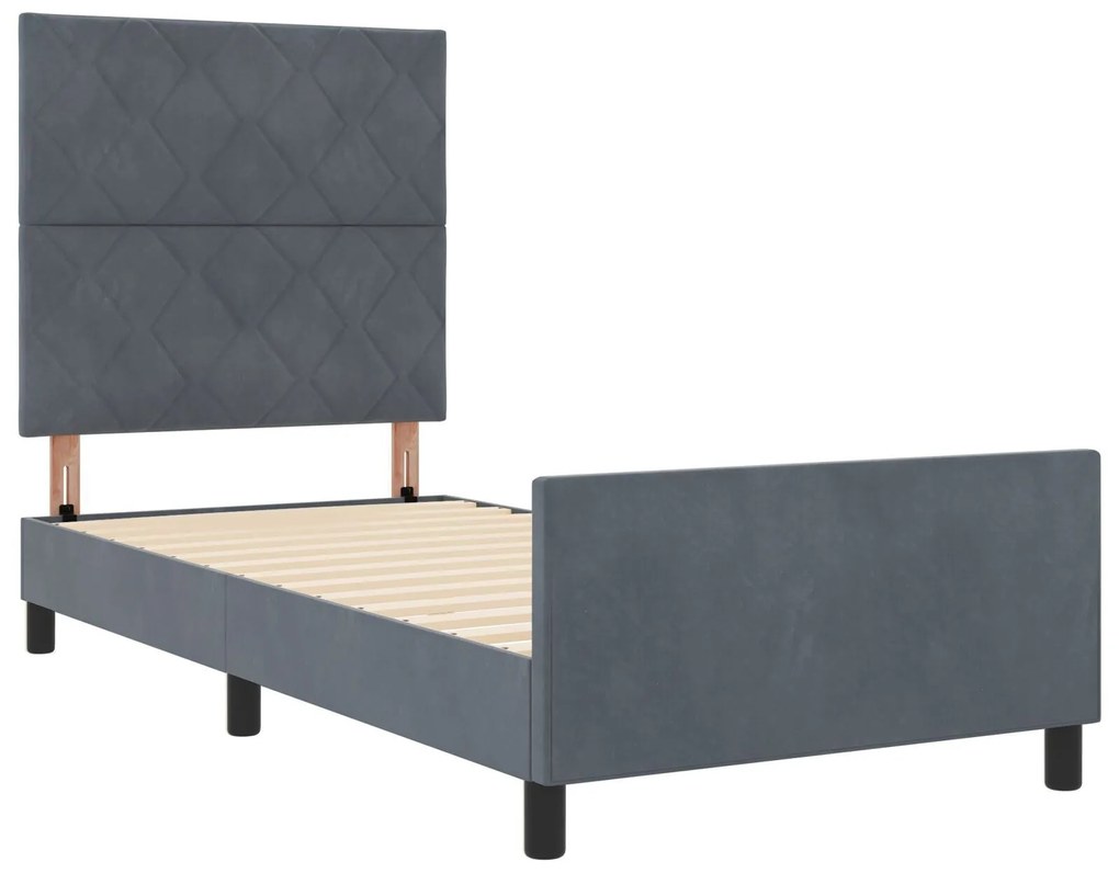 Estrutura de Cama de Veludo Cinza Escuro vidaXL 90x200 cm