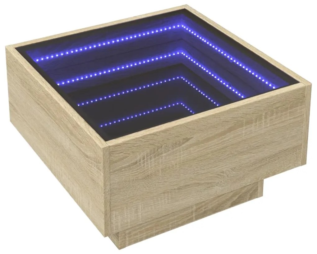 Mesa de centro c/ LEDs 50x50x30 cm derivados de madeira