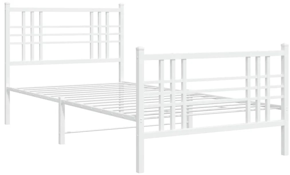 Estrutura de cama com cabeceira e pés 100x190 cm metal branco