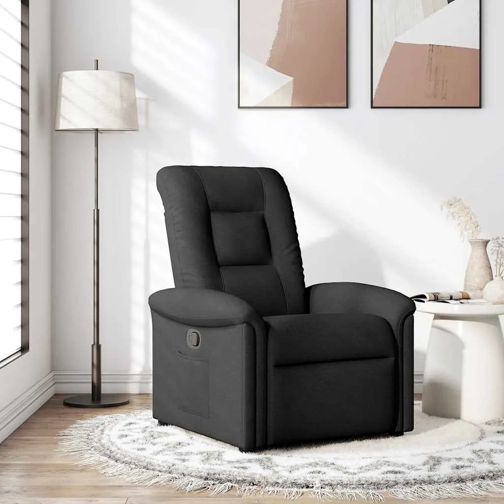vidaXL Poltrona reclinável tecido preto