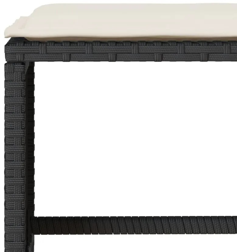 6 pcs conjunto sofás de jardim c/ almofadões vime PE preto