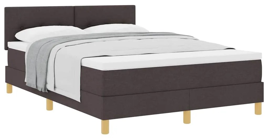 Cama Box Spring com Colchão Marrom Escuro 140x190 cm Tecido