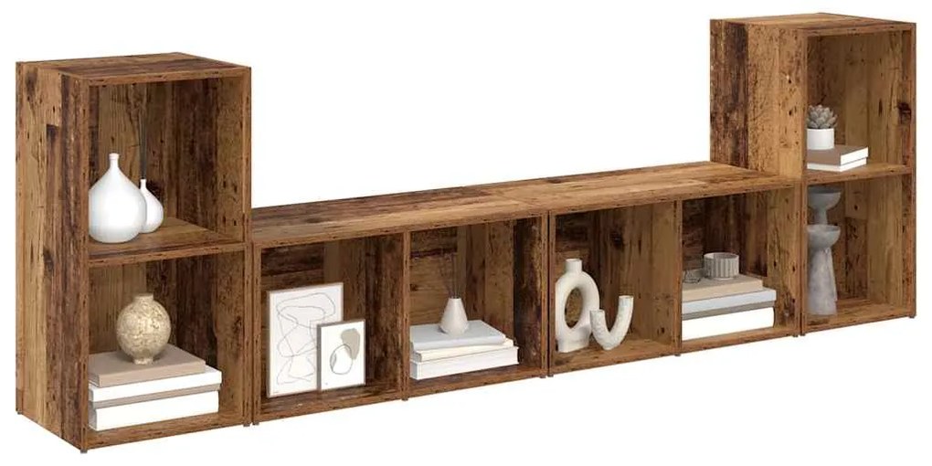 Conjunto de móvel de TV 4 pcs Madeira Antiga 72 x 35 x 36.5 cm
