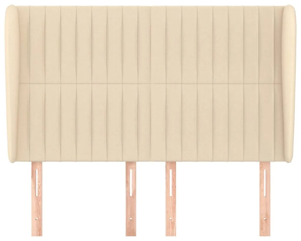 Cabeceira de cama c/ abas tecido 147x23x118/128 cm creme