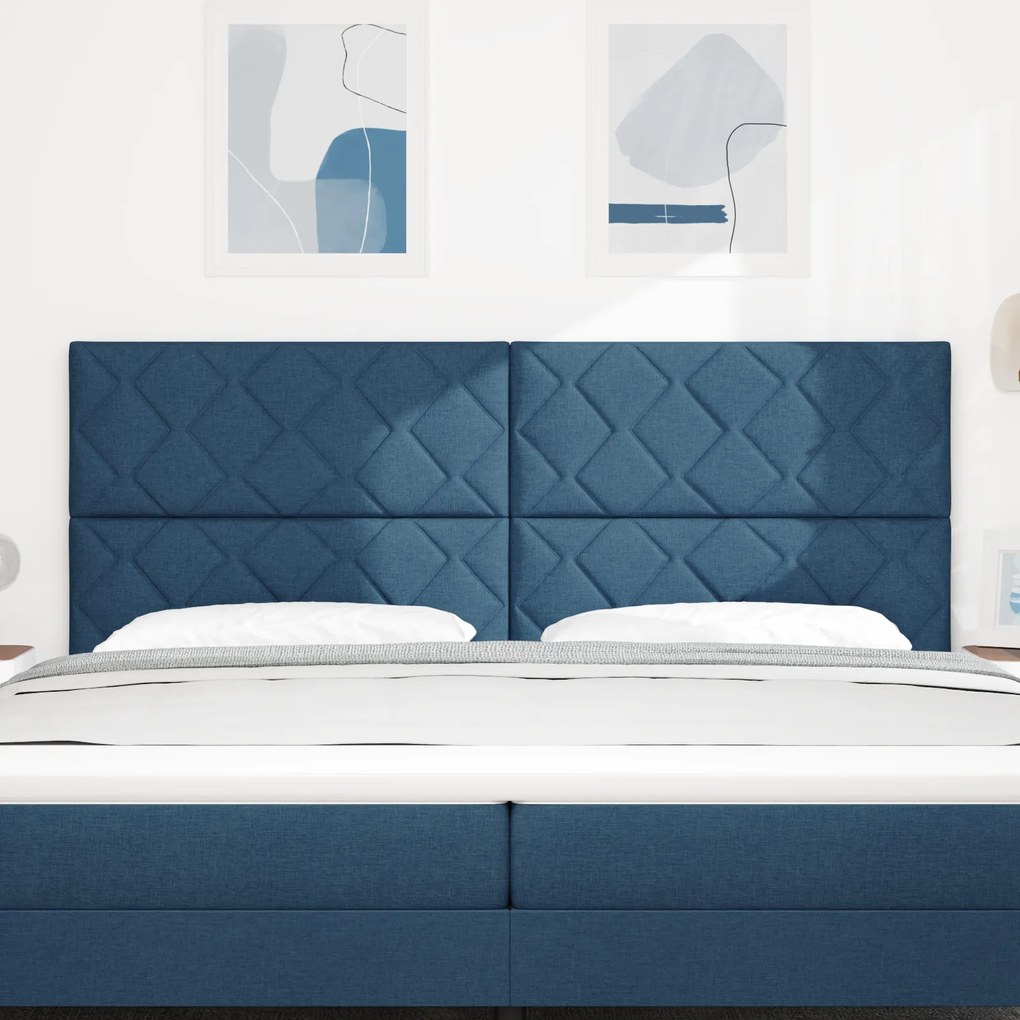 Cabeceira Design de Blocos de Diamante Azul 200 cm Tecido
