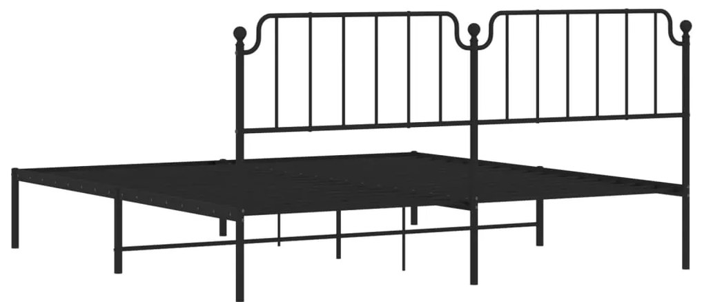 Estrutura de cama com cabeceira 200x200 cm metal preto