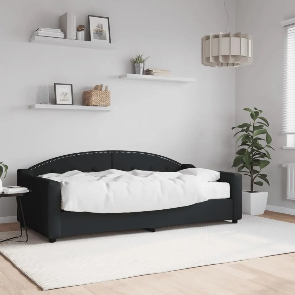 vidaXL Sofá-cama com colchão 90x190 cm tecido preto