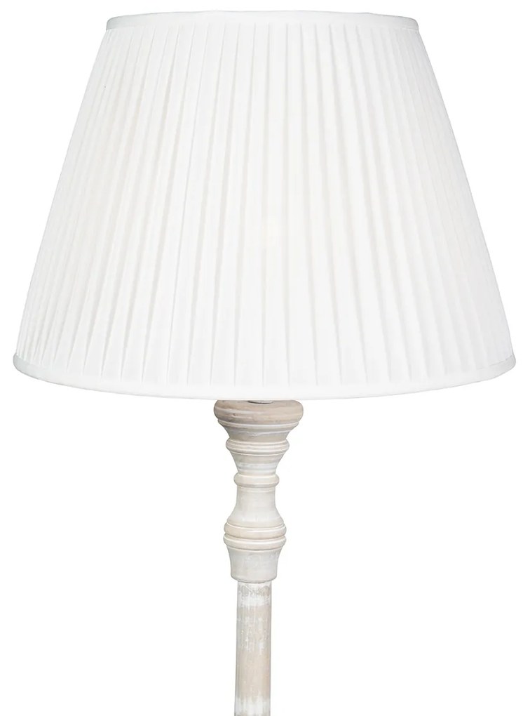 Candeeiro de pé inteligente Cinzento com Abaajur Plissado Branco incl. Wifi A60 - Classico