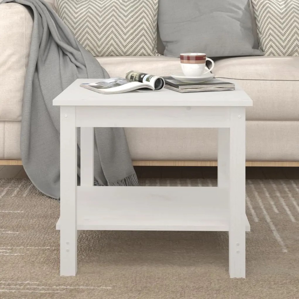 vidaXL Mesa de centro 50x50x45 cm pinho maciço branco