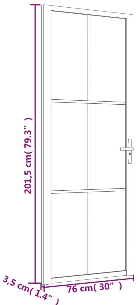 Porta de interior 76x201,5 cm vidro ESG e alumínio branco
