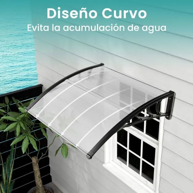 Toldo de 102 x 99 cm para janela ou porta para proteção solar, chuva, neve, vento Transparente