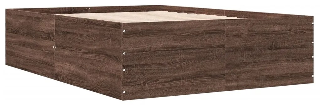 Estrutura de cama 140x200cm derivados madeira carvalho castanho